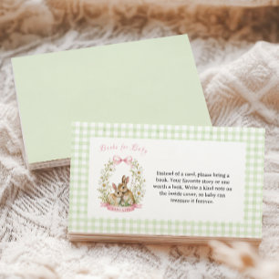 Carte D'accompagnement Livres vintage pour bébé sur fond de vichy vert la