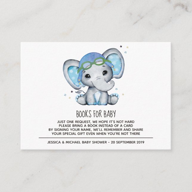 Carte D'accompagnement Livres Whimsical Watercolor Elephant Pour Bébé (Devant)