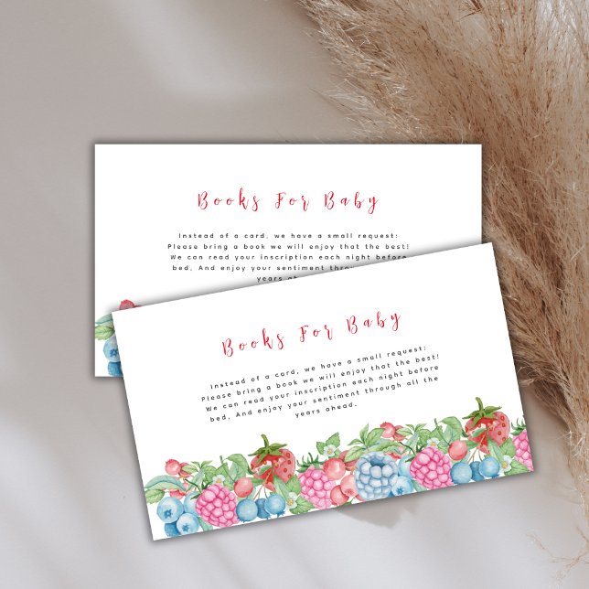 Carte D'accompagnement Livres Wild Berry Sweet Pour Baby shower (Modern Wild Berry Sweet Books For Baby Shower Enclosure Card)