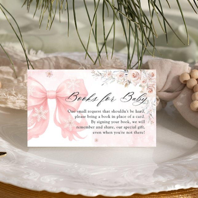 Carte D'accompagnement Livres Winter Pink Bow pour bébé (Créateur téléchargé)