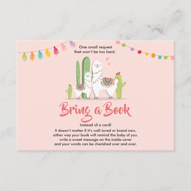 Carte D'accompagnement Llama Apportez un livre Baby shower Fiesta Cactus  (Devant)
