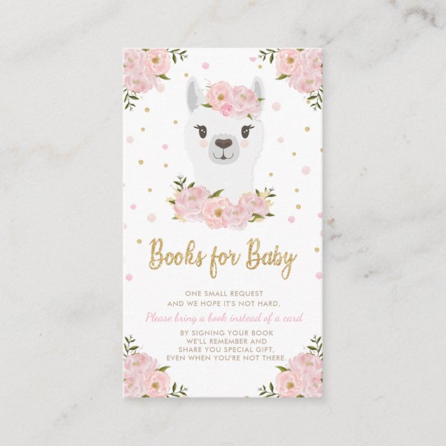 Carte D'accompagnement Llama Baby shower Blush rose Floral Apportez un li (Devant)