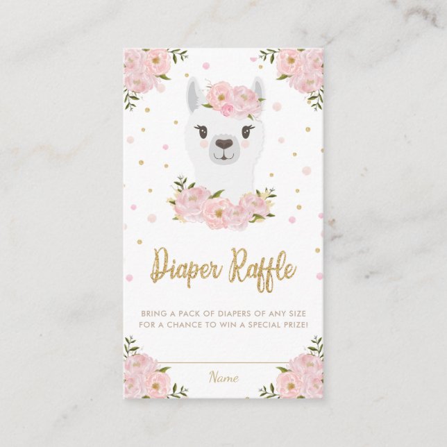 Carte D'accompagnement Llama Baby shower Blush rose floral Liaper Raffin (Devant)