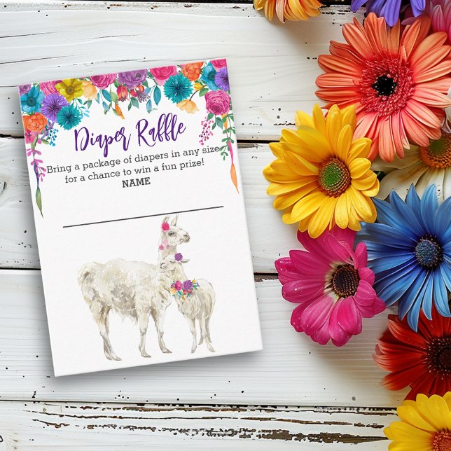 Carte D'accompagnement Llama Floria Fiesta Baby shower au  de la couche (Créateur téléchargé)