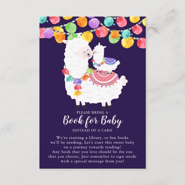 Carte D'accompagnement Llama Mama Baby shower Book for Baby Card (Devant)