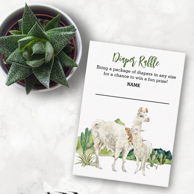 Carte D'accompagnement Llama Mama Baby shower de la couche d'aquarelle (Créateur téléchargé)