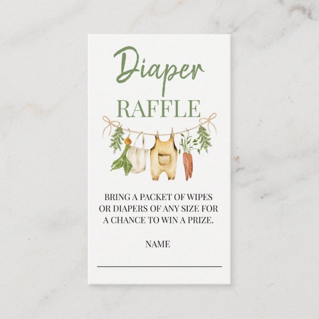 Carte D'accompagnement Locally Grown Baby Shower Diaper Raffle Insert (Devant)