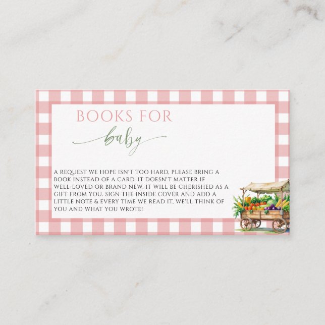 Carte D'accompagnement Locally Grown Pink Baby girl Shower books for baby (Devant)