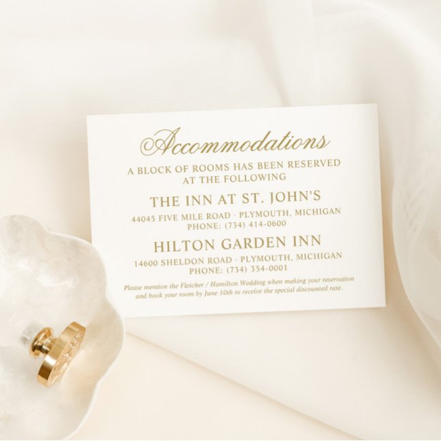 Carte D'accompagnement Logement Classique Elegant Gold Mariage (Créateur téléchargé)