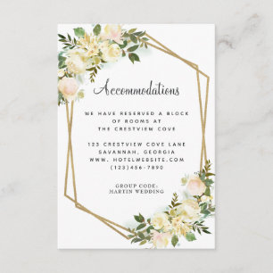 Carte D'accompagnement Logement Détails Mariage Floral Gold White
