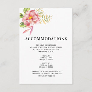 Carte D'accompagnement Logement l'épousant floral d'aquarelle rose