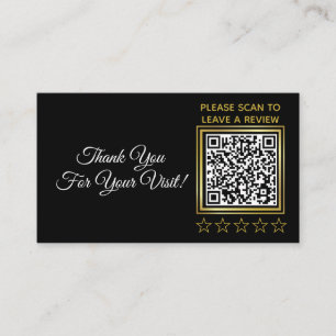 Carte D'accompagnement Logo de code QR Black Gold personnalisé Revue d'en