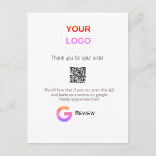 Carte D'accompagnement logo de l'entreprise de revue Google Scan QR revie
