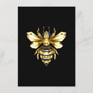 Carte D'accompagnement Logo Faux Gold Foil Bee Polygonal sur Noir