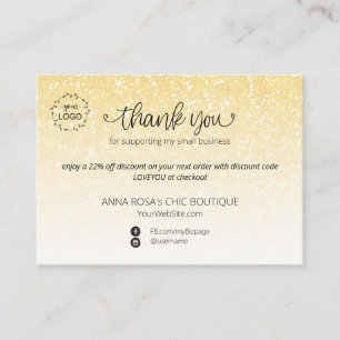 Carte D'accompagnement *~* Logo Pastel Merci de Parties scintillant marqu