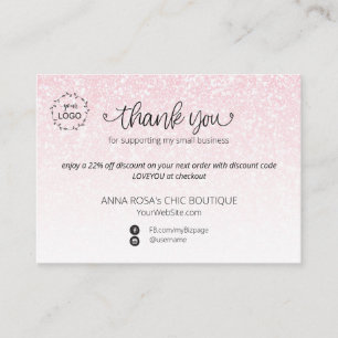Carte D'accompagnement *~* Logo QR Ombre Parties scintillant marque Merci