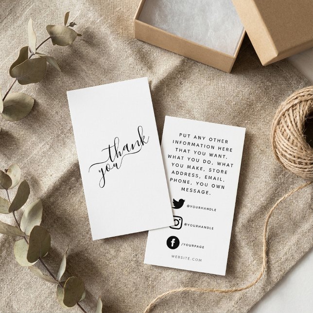 Carte D'accompagnement Logos sociaux, commande client noir et blanc (Social logos, black and white customer order enclosure card.)