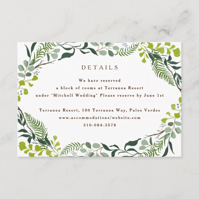 Carte D'accompagnement Loin d'Eucalyptus Hand-Drawn Greenery Wedding (Devant)