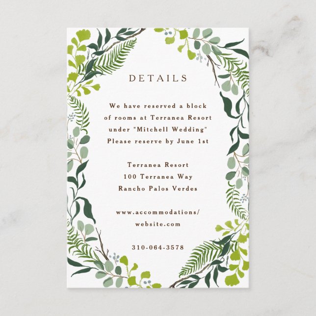 Carte D'accompagnement Loin d'Eucalyptus Hand-Drawn Greenery Wedding (Devant)