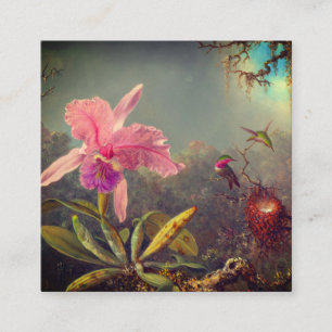 Carte D'accompagnement L'orchidée de Cattleya et trois colibris Heade