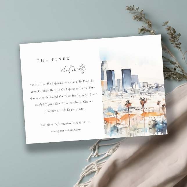 Carte D'accompagnement Los Angeles, California Watercolor Mariage Détails (Créateur téléchargé)