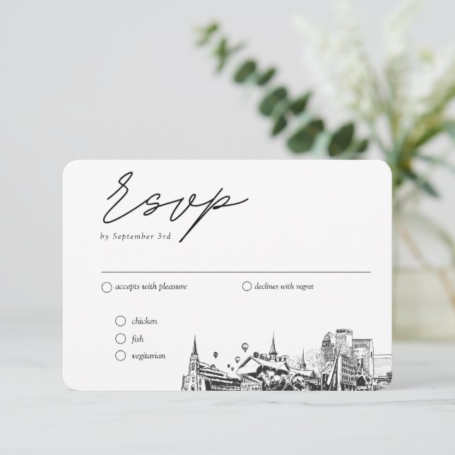 Carte D'accompagnement Louisville Mariage traditionnel RSVP option de rep (Debout devant)