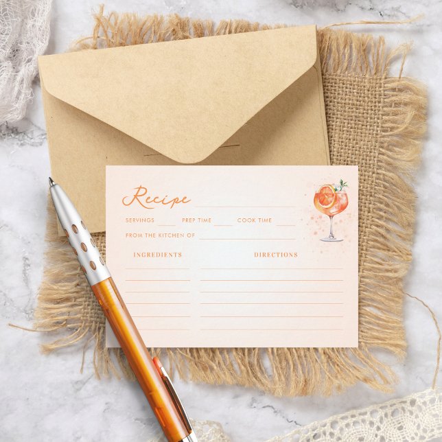 Carte D'accompagnement Love at First Spritz Share Recette Fête des mariée (Créateur téléchargé)