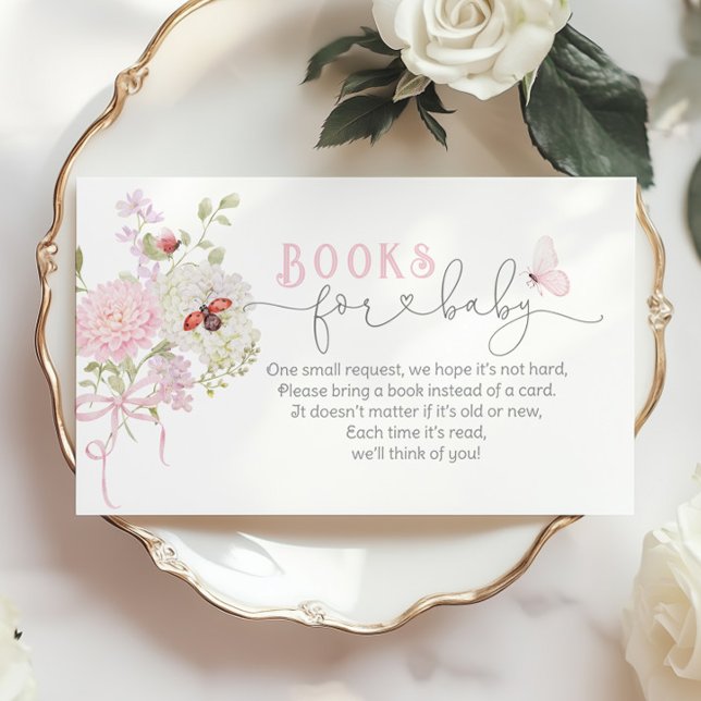 Carte D'accompagnement Love Bug Books for baby Wildflowers Pink Bow (Créateur téléchargé)