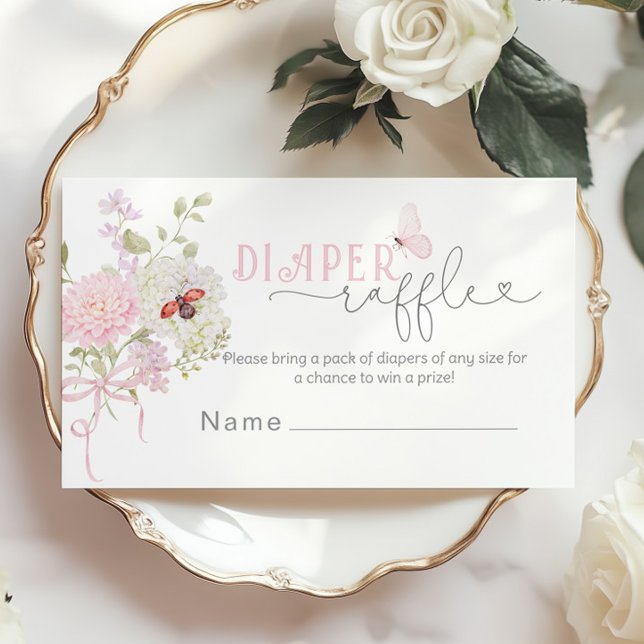 Carte D'accompagnement Love Bug Diaper raffle ticket Pink Bow (Créateur téléchargé)