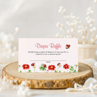 Carte D'accompagnement Love Bug Ladybug Baby Shower Floral Diaper Raffle