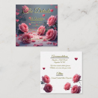 Carte D'accompagnement Love is in Bloom Details Pink Roses Wedding Invite