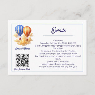 Carte D'accompagnement Love Is in the Air Hot Air Balloon Travel Mariage