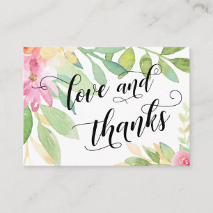 Carte D'accompagnement Love & Merci Typographie Rose Floral Wedding Favor