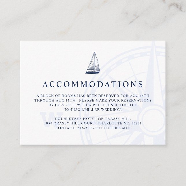 Carte D'accompagnement Love Set Mariage nautique | Hébergements (Devant)