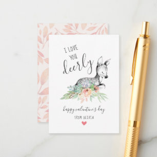 Carte D'accompagnement Love You Deerly Kids Classroom Valentine's Cards