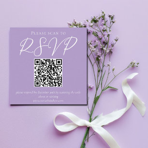 Carte D'accompagnement Lovely Lilac violet blanc Mariage QR Code RSVP