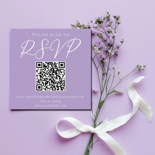 Carte D'accompagnement Lovely Lilac violet blanc Mariage QR Code RSVP (Créateur téléchargé)