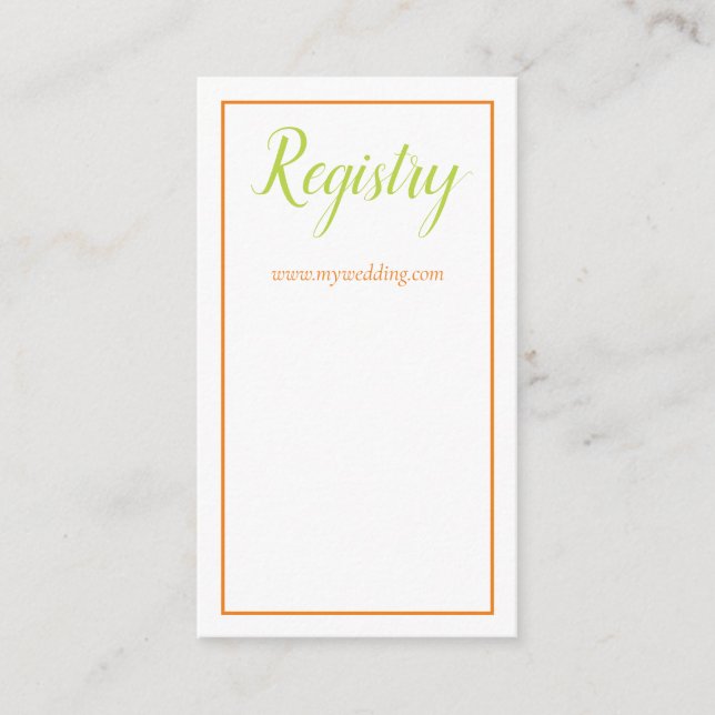 Carte D'accompagnement Lovely Orange Green and White Mariage Registry (Devant)