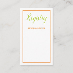 Carte D'accompagnement Lovely Orange Green and White Mariage Registry