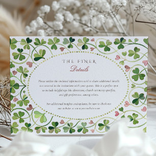 Carte D'accompagnement Lucky Clover & Hearts Détails du Mariage Boîtier