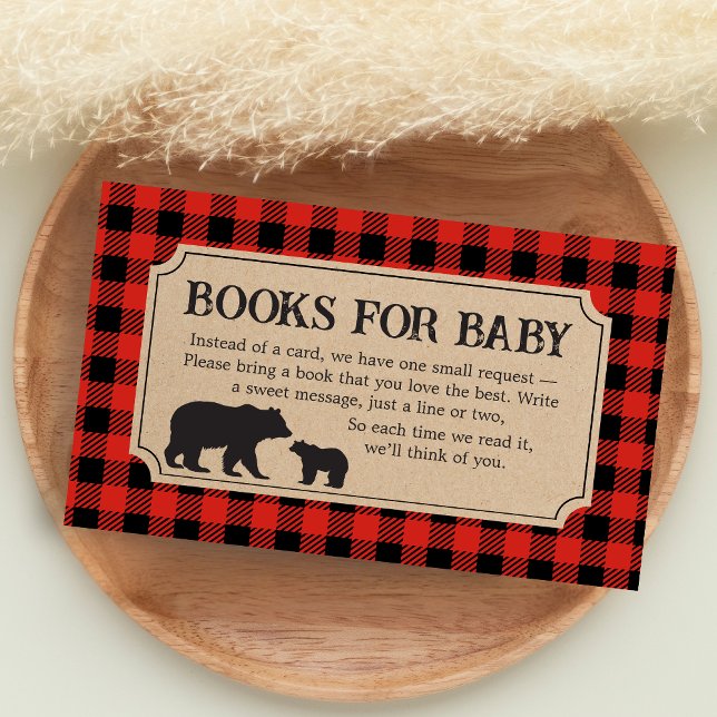 Carte D'accompagnement Lumberjack Bear Baby Shower Books for Baby (Bear Plaid Baby Shower Books for Baby)