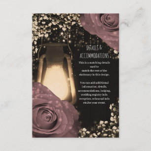 Carte D'accompagnement Lumière Rustique Lanterne Rose Poussiéreux Mariage