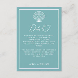Carte D'accompagnement Lumière Turquoise Blue Seashell Beach Détails de m
