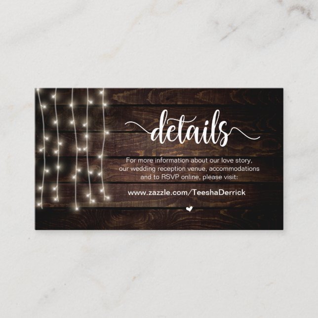 Carte D'accompagnement Lumières à chaînes de pays rustiques, détails du M (Devant)