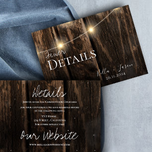 Carte D'accompagnement Lumières à cordes de bois rustique Détails du Mari
