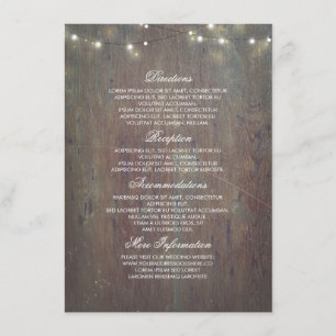 Carte D'accompagnement Lumières à cordes et informations sur le Mariage d