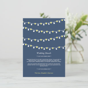 Carte D'accompagnement Lumières à cordes modernes, Mariage jaune/blanc Dé