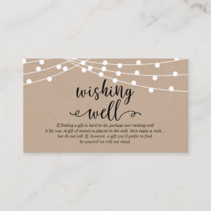 Carte D'accompagnement Lumières à cordes rustiques kraft, Mariage Wishing