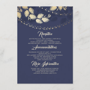 Carte D'accompagnement Lumières Arbre Feuilles Élégant Mariage Détails In