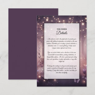 Carte D'accompagnement Lumières de Fées dans un Mariage avec Bois Clair